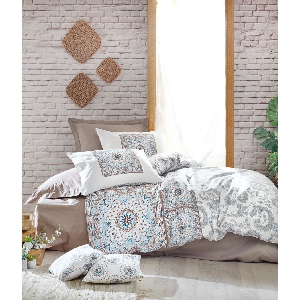 Lenjerie pat dublu , bumbac 100% ranforce, 4 piese, Cotton Box, Bianna Beige