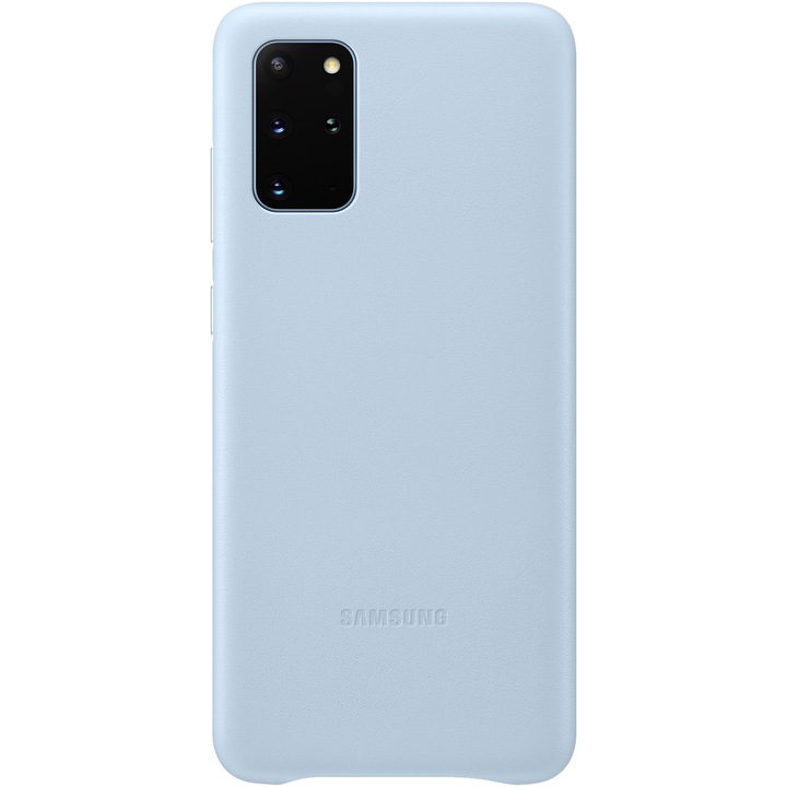 Защитен калъф на Samsung за Galaxy S20 PLUS, естествена кожа, син