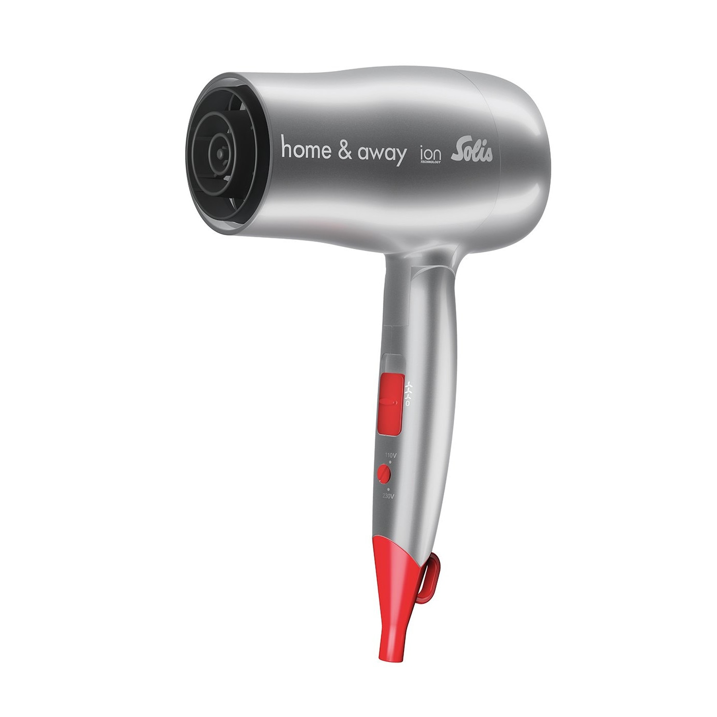 Uscator de par Solis home & away, 1800W, pliabil, functie Baby/Care, tehnologie ionica, concentrator, 2 trepte de viteza, 3 setari de temperatura, gri