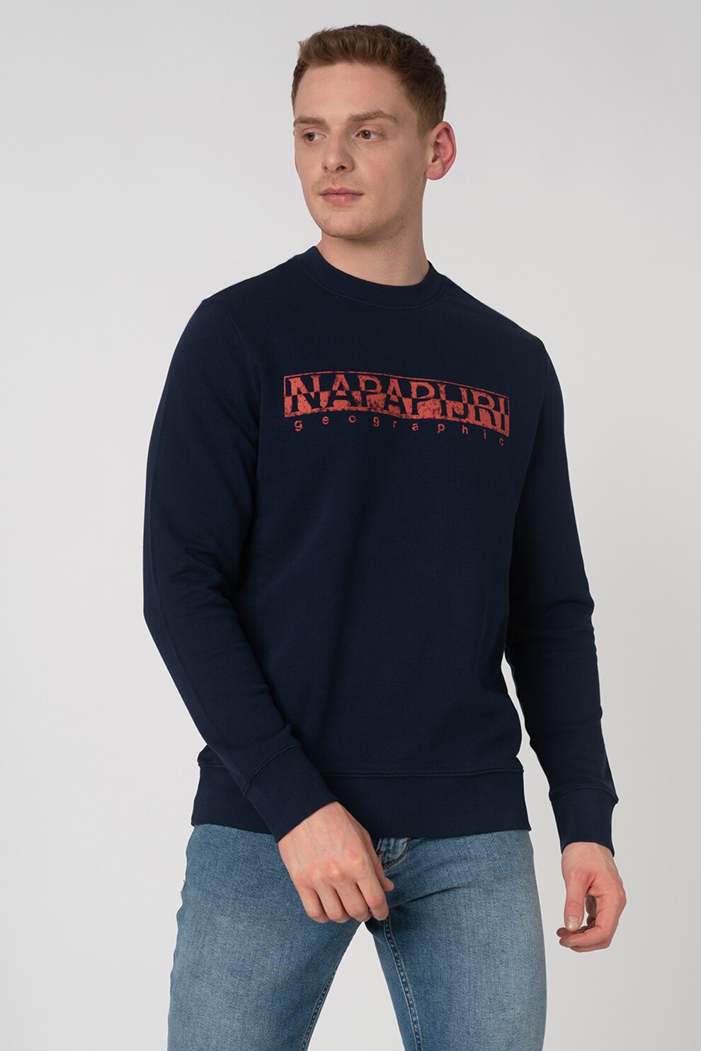 Napapijri, Bluza sport cu imprimeu logo Bolanos, Bleumarin/Oranj