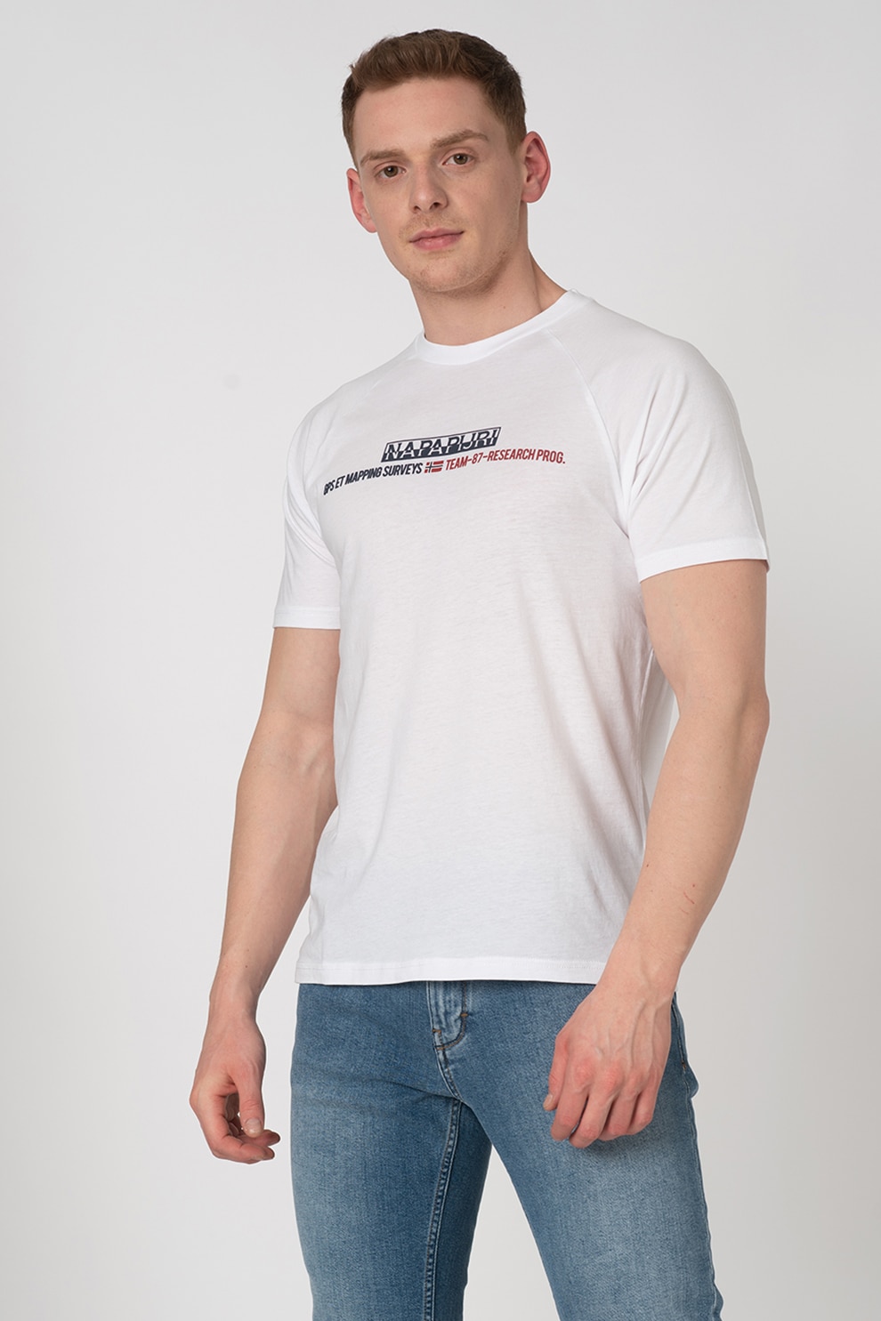 Napapijri, Tricou cu maneci raglan Sastia, Alb/Bleumarin