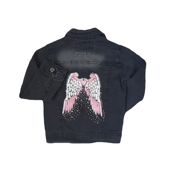 Geaca denim fetite cu imprimeu pe spate, negru, varsta 5 ani Geaca denim fetite cu imprimeu pe spate, negru, varsta 5 ani