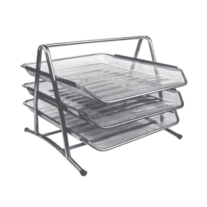 Set 3 tavite metalice suprapozabile Argintiu