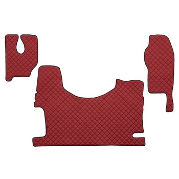 Set 3 covorase camion F-Core, Piele-ECO, pentru MERCEDES ACTROS MP2 / MP3, tunel inalt, scaun pasager fix, Rosu Set 3 covorase camion F-Core, Piele-ECO, pentru MERCEDES ACTROS MP2 / MP3, tunel inalt, scaun pasager fix, Rosu