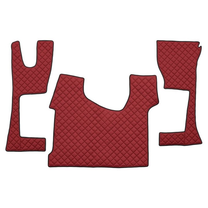 Set 3 covorase camion F-Core, Piele-ECO, pentru MERCEDES ACTROS MP4 / MP5, cabina ingusta 230 cm, Rosu