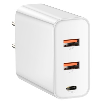 Incarcator Retea Baseus 3 Ports Speed PPS Quick Charger, 1 x Type-C, 2 x USB, White Incarcator Retea Baseus 3 Ports Speed PPS Quick Charger, 1 x Type-C, 2 x USB, White