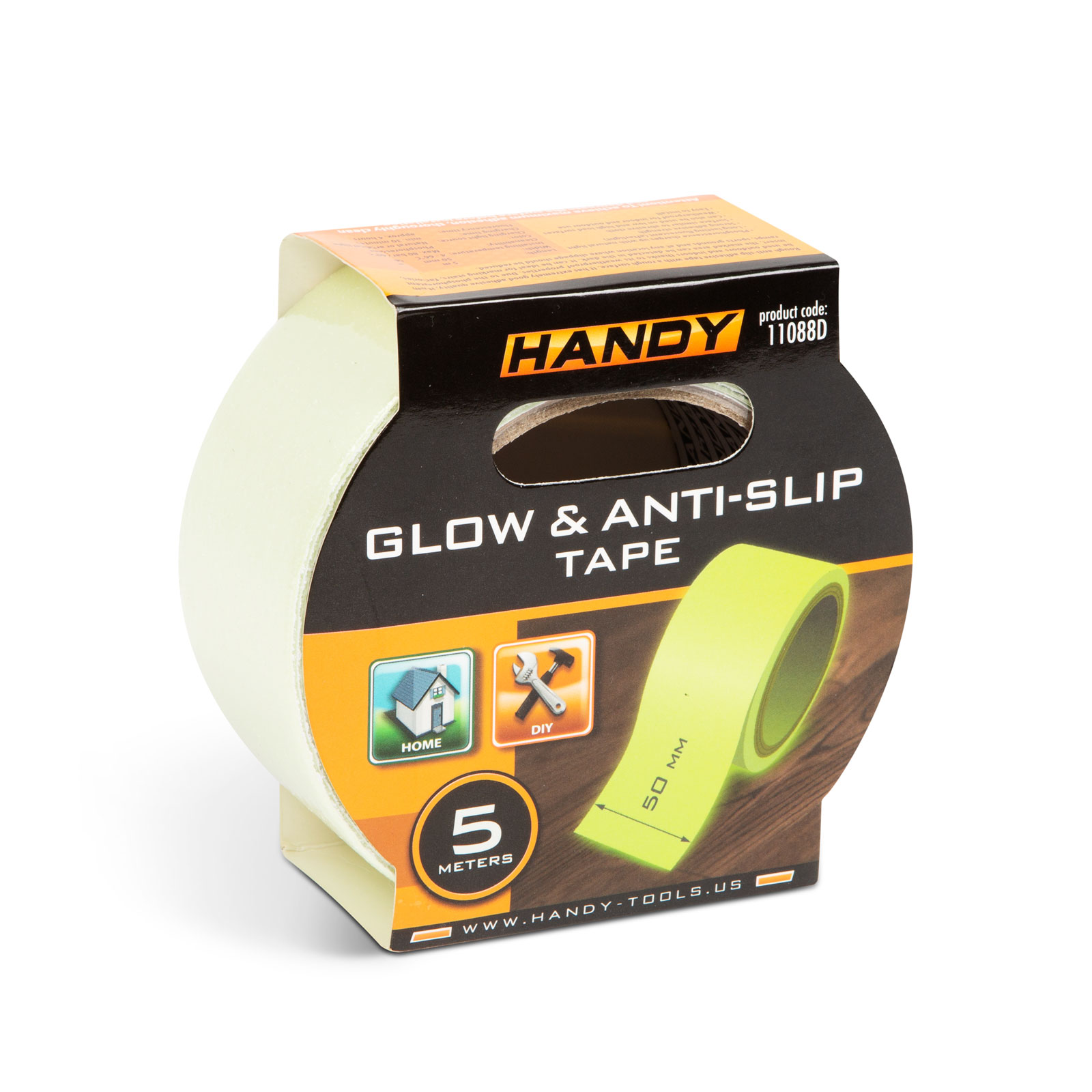 Banda autoadeziva antiderapanta Handy, 5x500 cm, Galben fosforescent