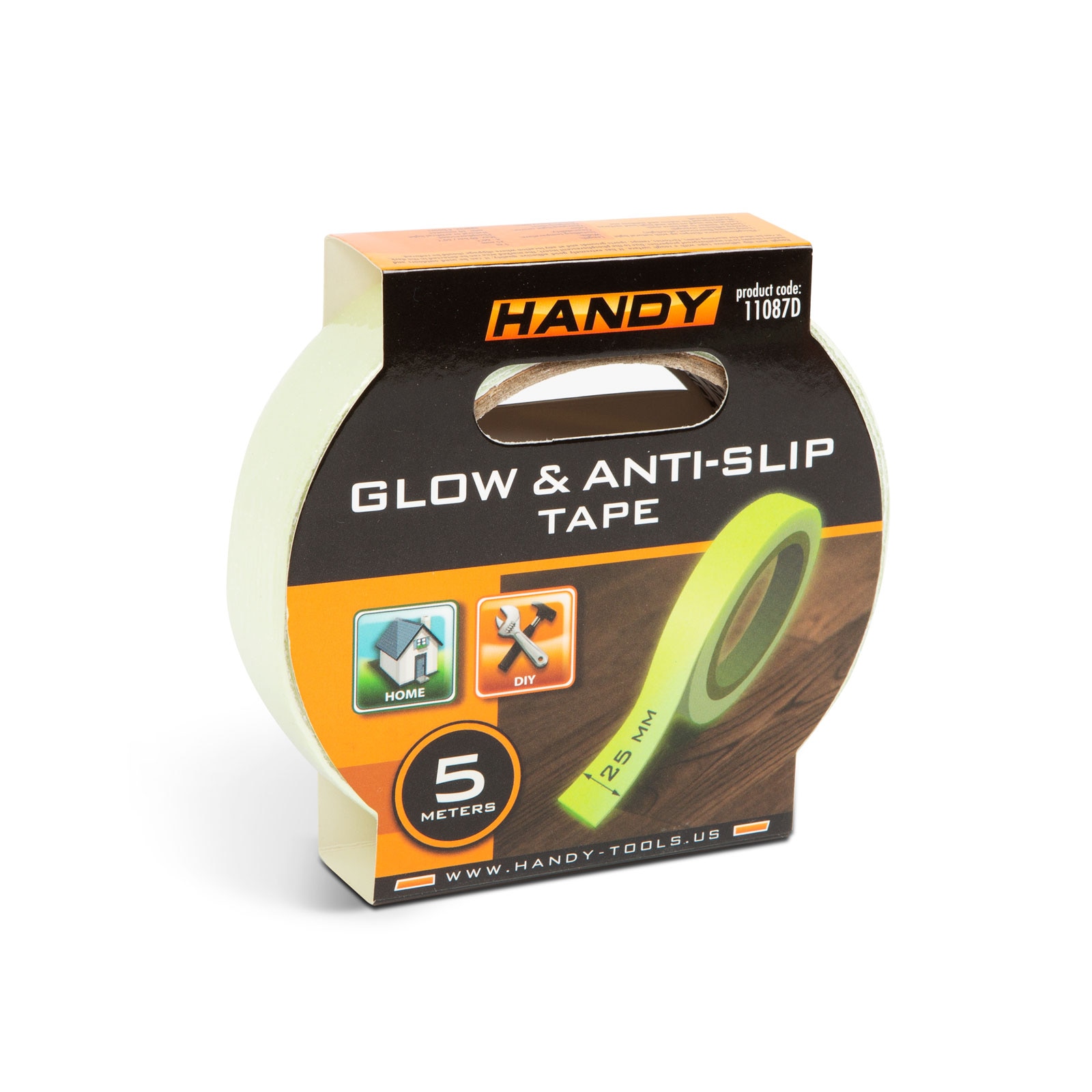 Banda autoadeziva antiderapanta Handy, 2,5x500 cm, Galben fosforescent