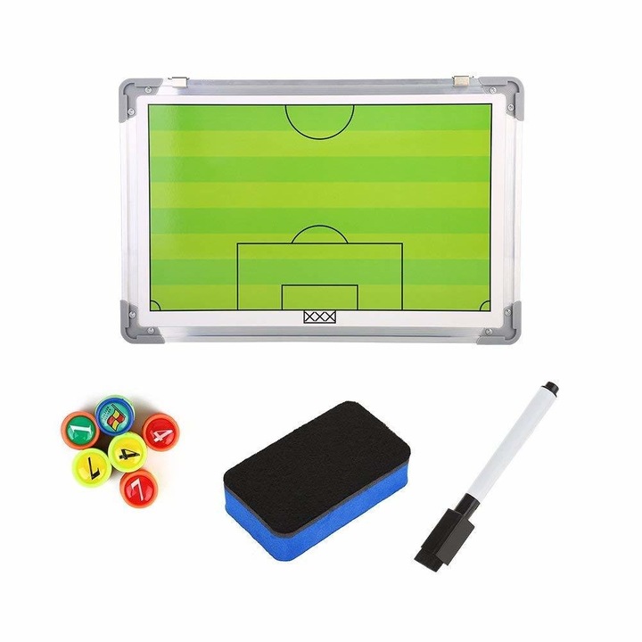 Tabla tactica fotbal, Merco, Aluminiu/Plastic, Multicolor, 44.5x29.5 cm