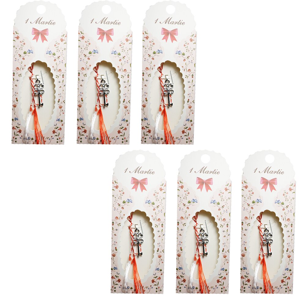 Set 6 martisoare metal cu cristal, Cheia succesului, pandantiv argintiu