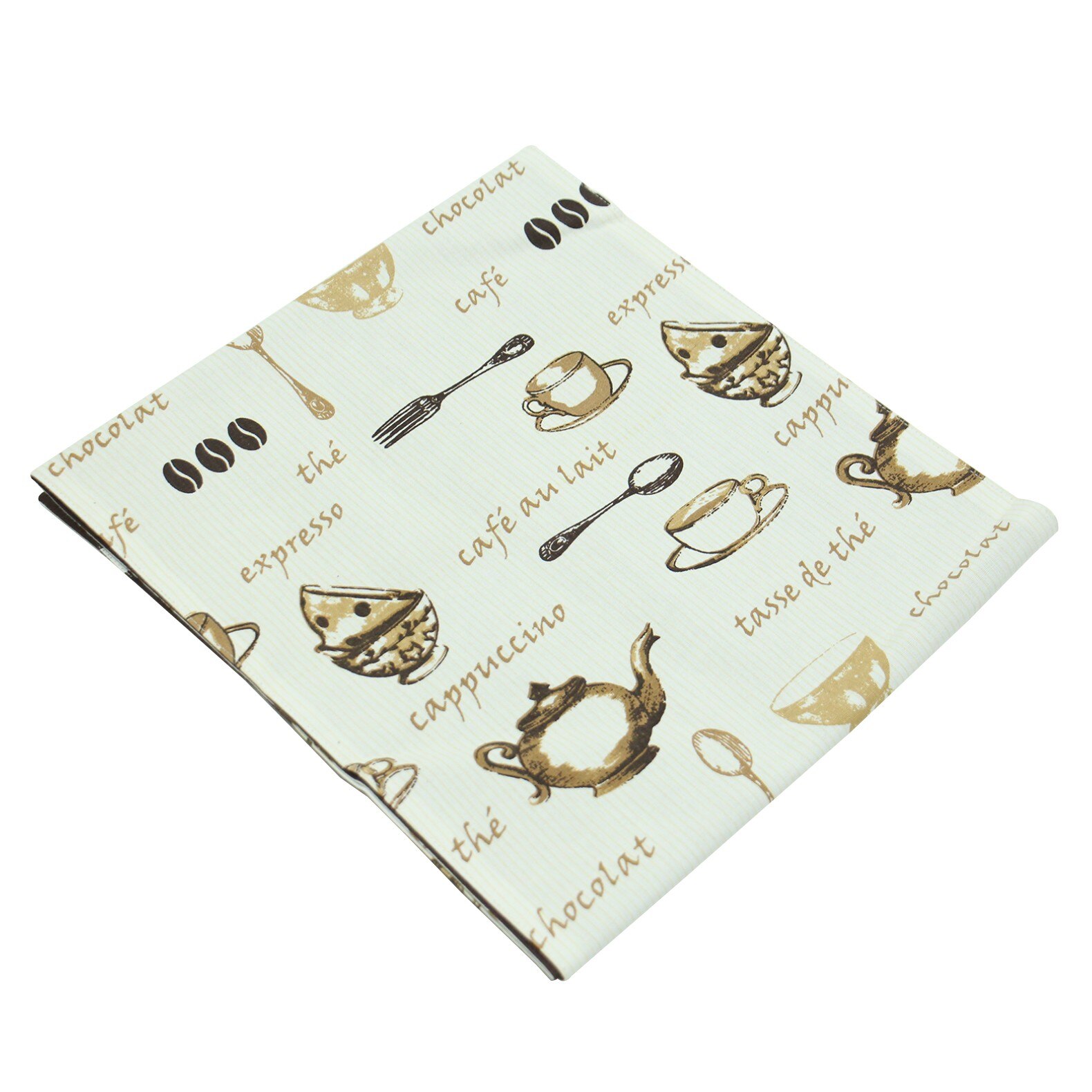 Napron N-7570, model cesti si boabe de cafea, bumbac, maro + crem, 150 x 33 cm