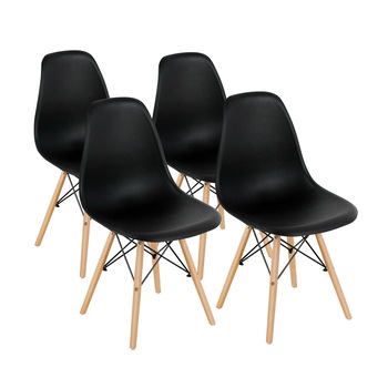 Set 4 buc scaune de bucatarie Timeless Tools, Stil modern, Negru