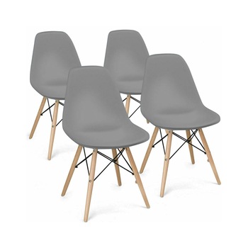 Set 4 buc scaune de bucatarie Timeless Tools, Stil modern, Gri Set 4 buc scaune de bucatarie Timeless Tools, Stil modern, Gri