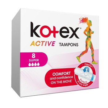 Tampoane Kotex Active Super, 8 buc Tampoane Kotex Active Super, 8 buc