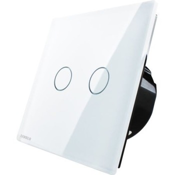 Intrerupator touch dublu,WI-FI, cu panou de sticla, alb,86 x 86 x 35 mm Intrerupator touch dublu,WI-FI, cu panou de sticla, alb,86 x 86 x 35 mm