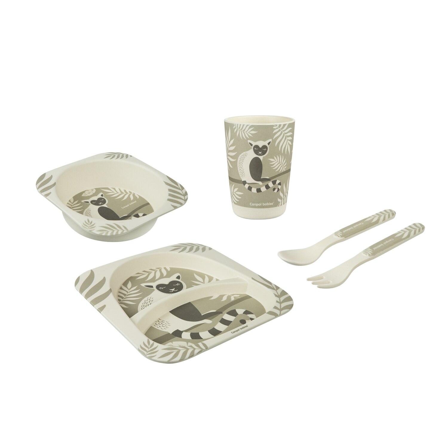 Set de masa, Canpol babies®, „Lemur“, 5 piese, bambus, bej