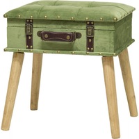 Taburet Din Catifea Cu Depozitare , Stil Geamantan , Verde, Rombic