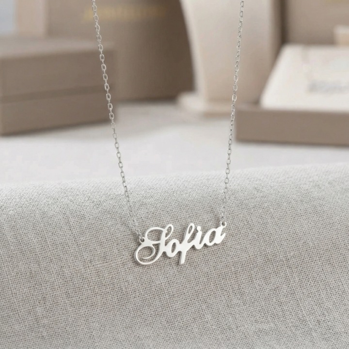 Lantisor din argint rodiat cu nume, Sofia, ARTOR LN26 47cm