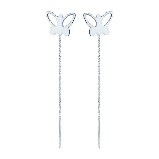 Cercei fluturasi cu lant din argint rodinat, ARTOR, CL9,Argintiu