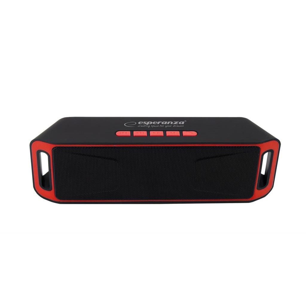 Boxa Portabila Esperanza, Conectivitate Bluetooth 4.1, AUX In, Port USB, Slot SD Card, Radio FM, Acumulator Reincarcabil 800 mAh, Raspuns in Frecventa 28 Hz - 16 kHz, Negru&Rosu