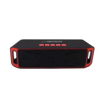 Boxa Portabila Esperanza, Conectivitate Bluetooth 4.1, AUX In, Port USB, Slot SD Card, Radio FM, Acumulator Reincarcabil 800 mAh, Raspuns in Frecventa 28 Hz - 16 kHz, Negru&Rosu Boxa Portabila Esperanza, Conectivitate Bluetooth 4.1, AUX In, Port USB, Slot SD Card, Radio FM, Acumulator Reincarcabil 800 mAh, Raspuns in Frecventa 28 Hz - 16 kHz, Negru&Rosu