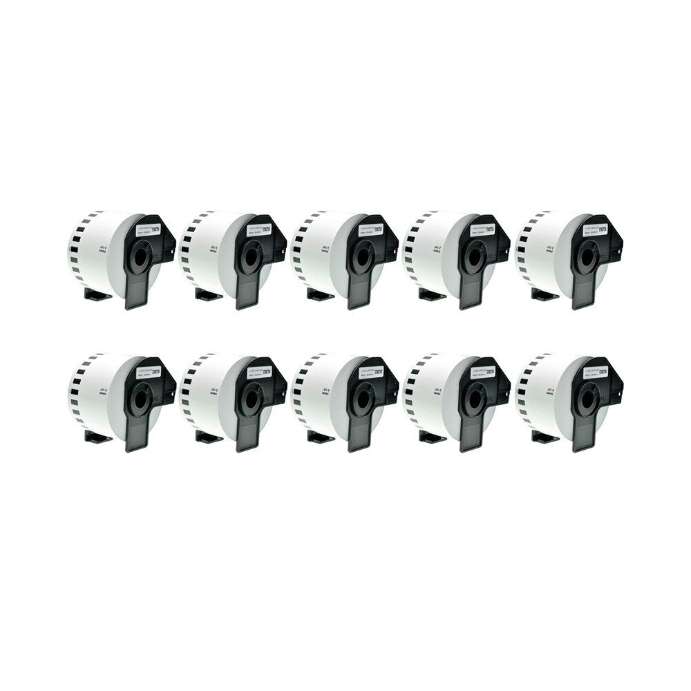 Set 10 Banda/Rola etichete Alb pentru BROTHER DK55224 54mmX30.48m P-Touch QL1000 1050 1060,500,560,570,580,650,720
