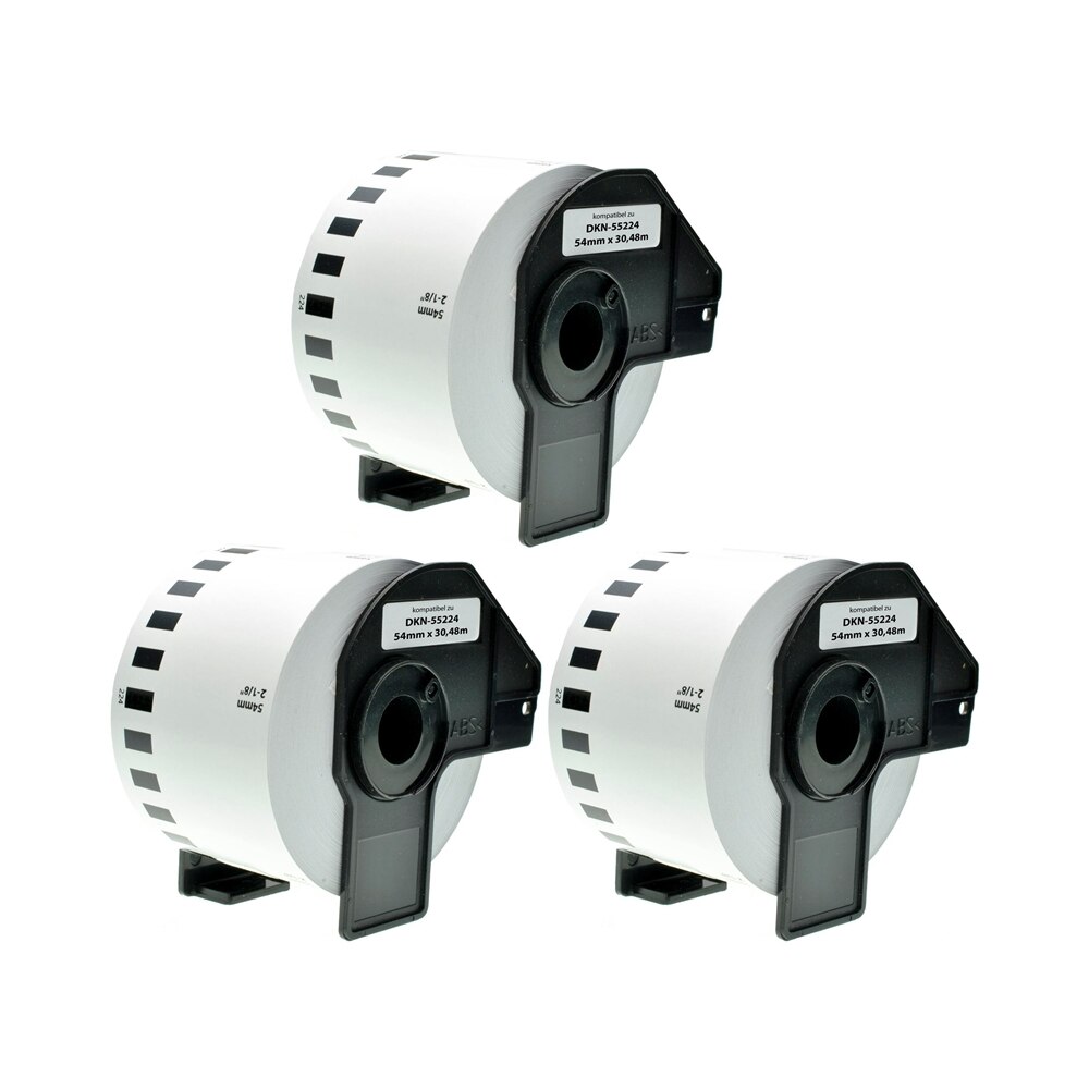 Set 3 Banda/Rola etichete Alb pentru BROTHER DK55224 54mmX30.48m P-Touch QL1000 1050 1060,500,560,570,580,650,720