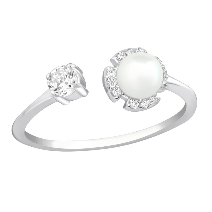 Inel argint, Deschis cu cristale din Zirconiu White, Marimea 49, A4S37401