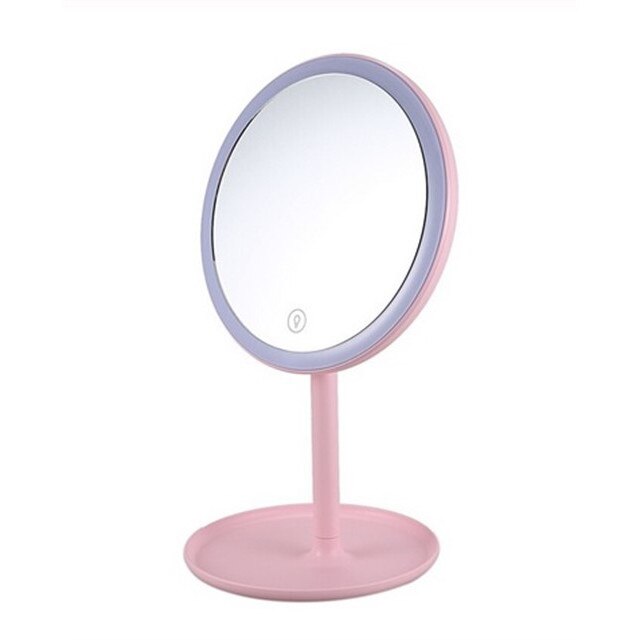 Oglinda cosmetica cu LED si senzor tactil, roz, Soleil World