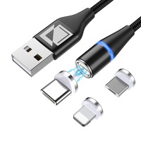 cablu de incarcare si transfer de date magnetic 3 in 1 svotech fast charging conectori usb-c micro-usb lightning pentru android si iphone 5v 3a 1m negru imagen 24_0_
0