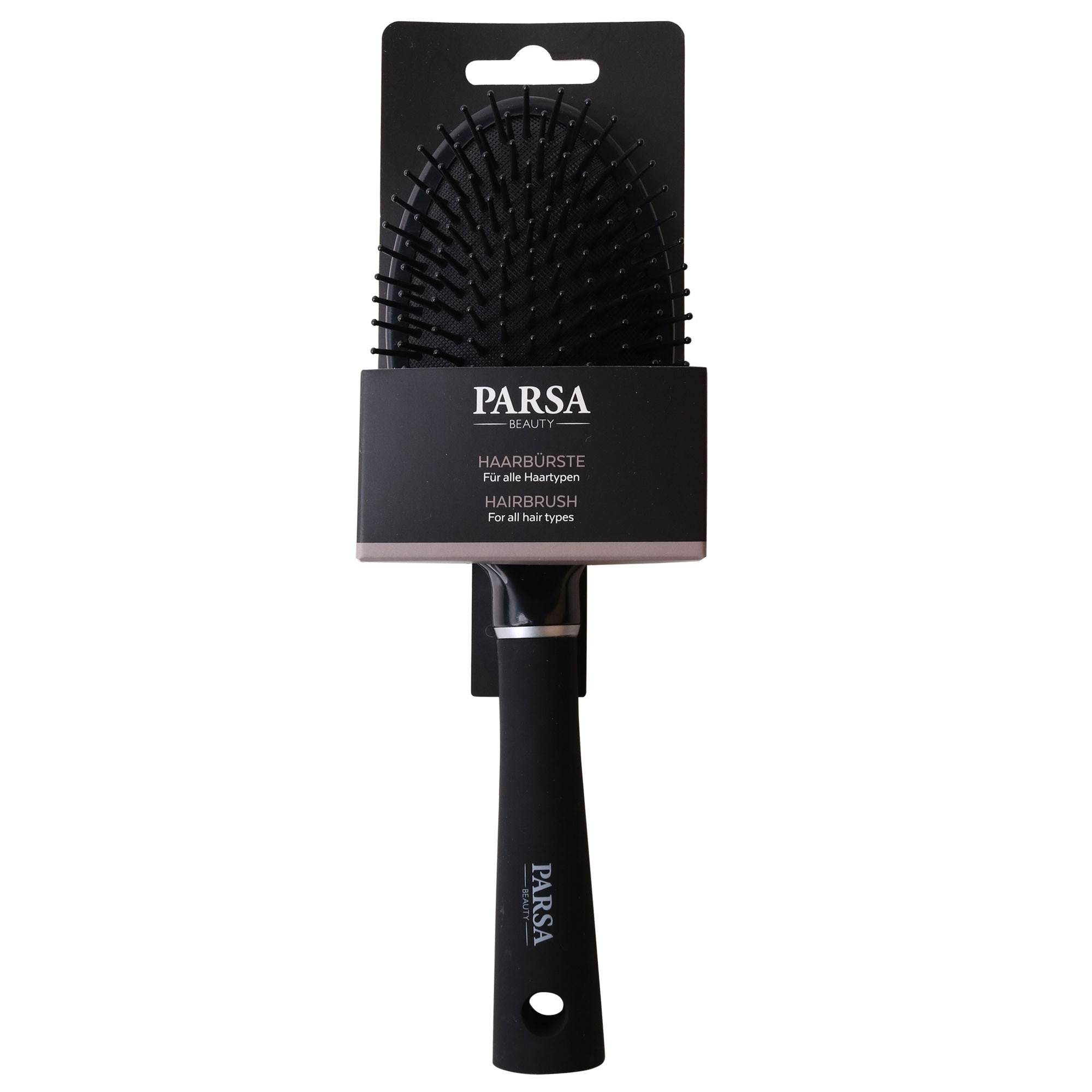 Perie de par ovala, mare Parsa Beauty, Trend Line cu peri din plastic, Negru