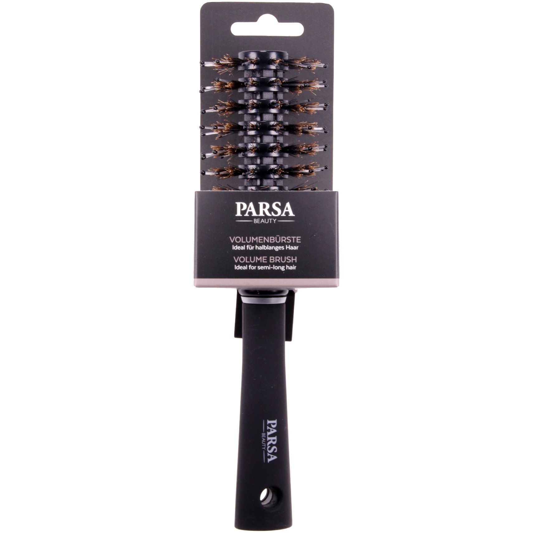 Perie de par pentru fohn, rotunda Parsa Beauty, Trend Line cu peri micsti, Negru