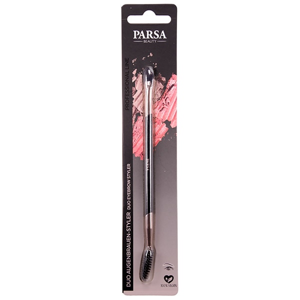 Pensula dubla Parsa Beauty pentru stilizarea sprancenelor, Negru