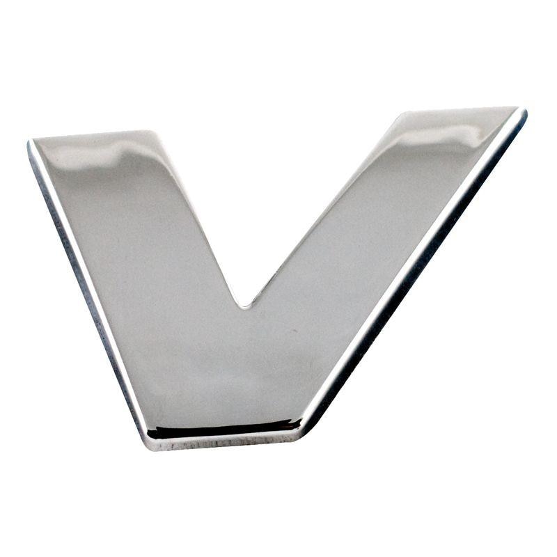 Ornament auto 3D, litera V, cromat