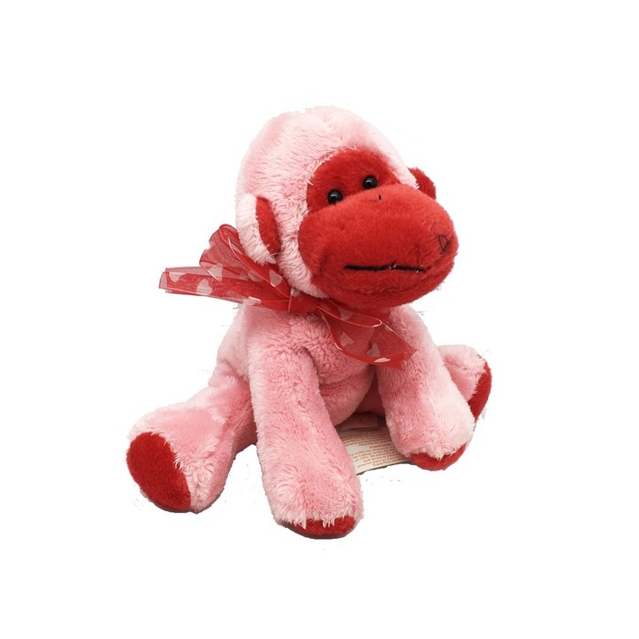 Jucarie de plus Russ Berrie Ziua Indragostitilor LUV PETS 39195-C 91-10, Maimuta, Panglica, Plus moale, 15 cm, Roz
