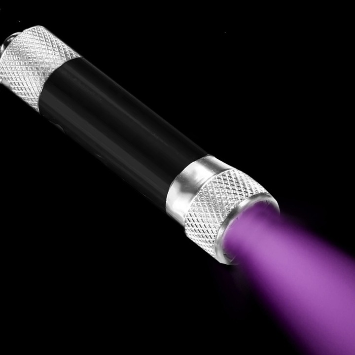 Ключодържател ProCart, с UV светлина, 3 светодиода, мини фенерче, 365 nm, черен