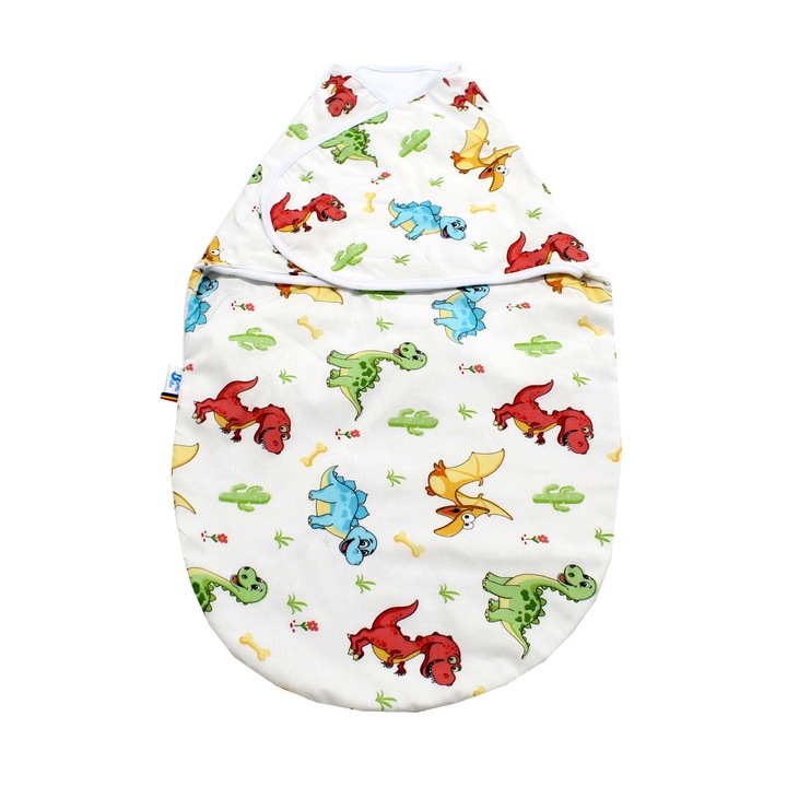 Sistem Infasare Balticbebe Primavara - Vara Bumbac, Multicolor, Dragoni - 0-3 luni, 50
