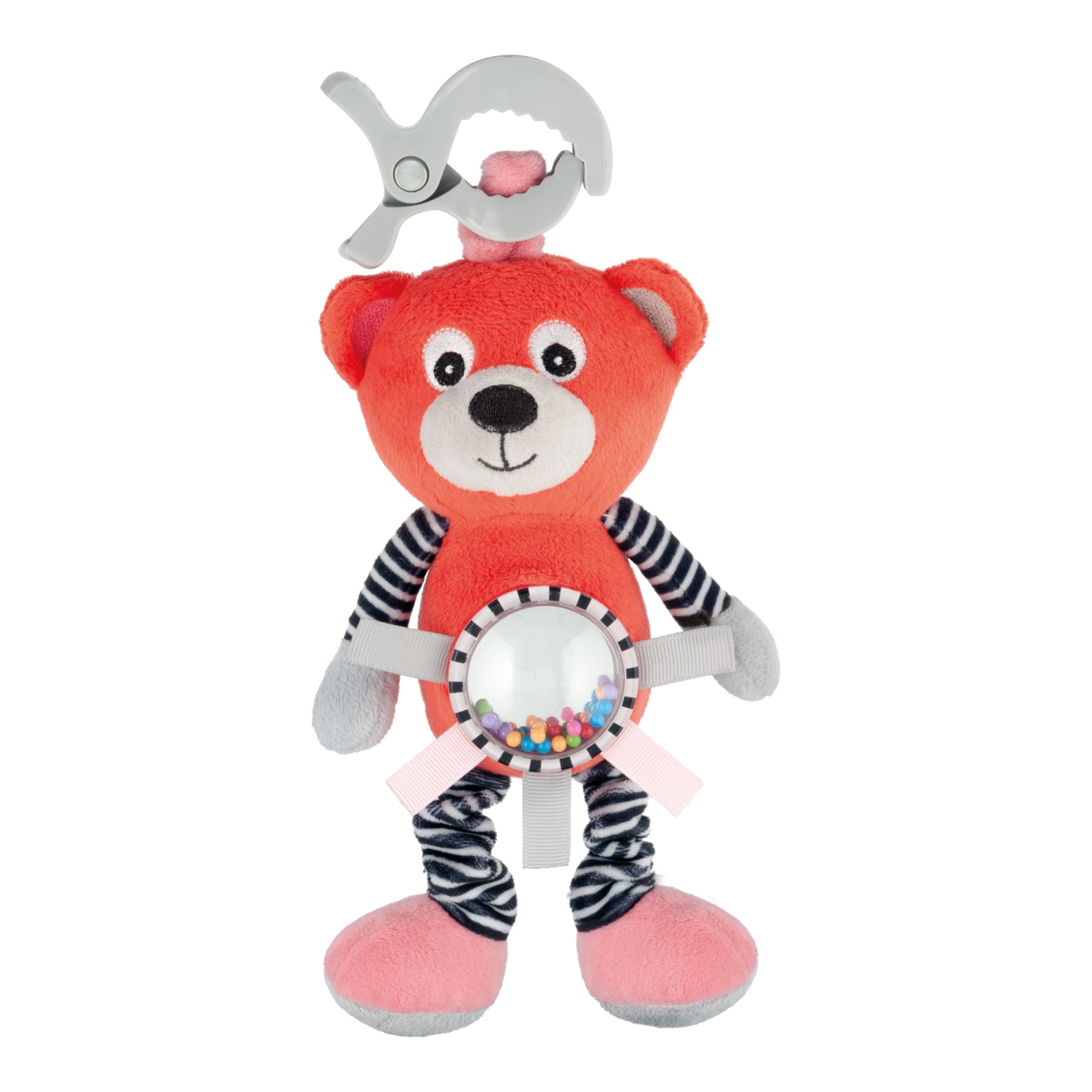 Jucarie din plus „Bears“, Canpol babies®, oglinda, vibratii si sunatoare, rosu coral Rosu