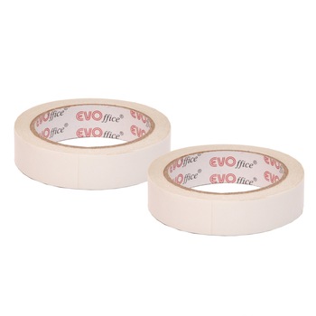 Banda dublu adeziva EVOffice, 24mm x 20m , 2 buc Banda dublu adeziva EVOffice, 24mm x 20m , 2 buc