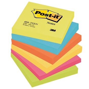 Notite adezive Post-it neon Dynamic, 76*76 mm, 100 file/buc, 6 buc Notite adezive Post-it neon Dynamic, 76*76 mm, 100 file/buc, 6 buc