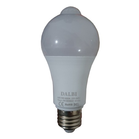 Bec cu LED , senzor miscare , senzor lumina , 9 W , fasung E 27 , lumina calda , elSales , alb