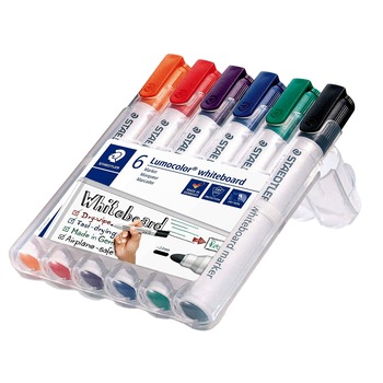 Set 6 Markere pentru Whiteboard STAEDTLER Lumocolor 351WP6, Multicolor, Varf Rotund 2 mm, DrySafe Set 6 Markere pentru Whiteboard STAEDTLER Lumocolor 351WP6, Multicolor, Varf Rotund 2 mm, DrySafe