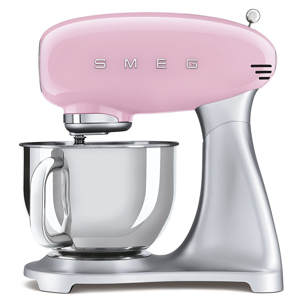 Mixer cu bol Smeg SMF02PKEU, 800W, 4,8 L, 10 viteze, Roz/Argintiu