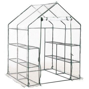 Sera cu 8 rafturi, vidaXL, PVC, 143 x 143 x 195 cm, Transparent Sera cu 8 rafturi, vidaXL, PVC, 143 x 143 x 195 cm, Transparent