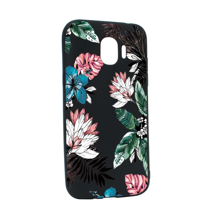 Husa de protectie Flori tropicale, pentru Samsung Galaxy J4 2018, rezistenta la uzura, anti-alunecare, din silicon Premium, B500