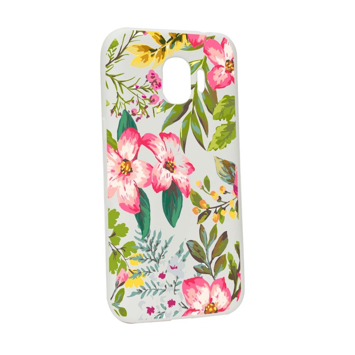 Husa de protectie Flori, culorile de pastel, pentru Samsung Galaxy J4 2018, rezistenta la uzura, anti-alunecare, din silicon Premium, W510