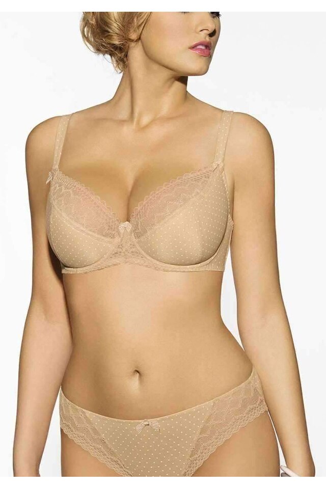 Sutien Beverly Skin cu balene, Corin,bej, buline, dantela,65F