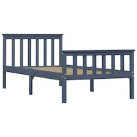 Cadru de pat o persoana, vidaXL, Lemn masin de pin, 90 x 190 cm, gri