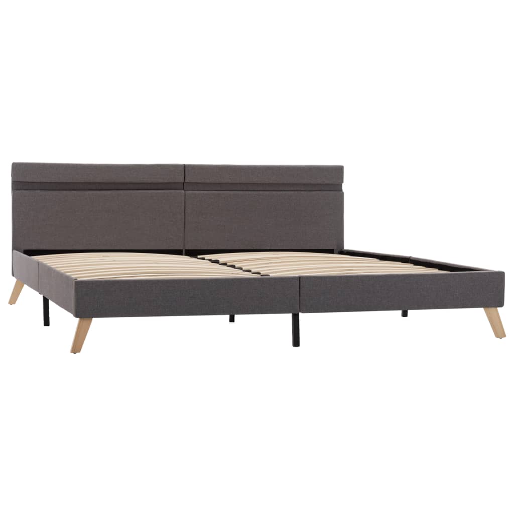 Pat dublu cu LED, vidaXL, Textil, 180 x 200 cm, Gri deschis