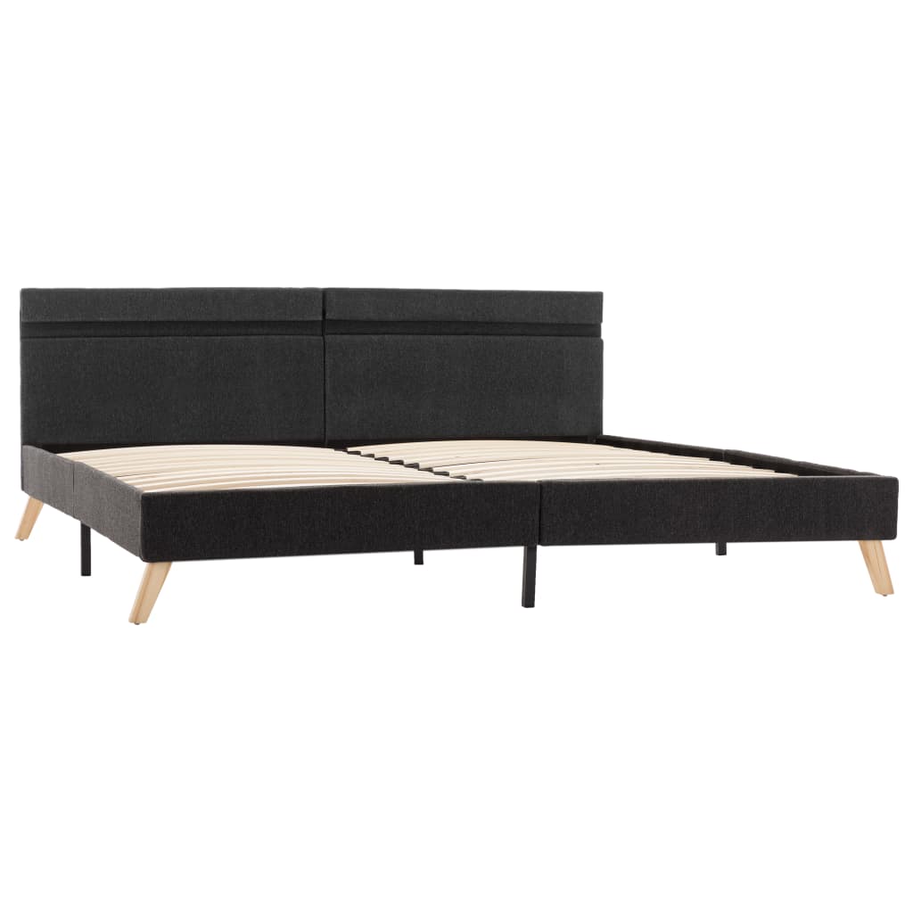 Pat dublu cu LED, vidaXL, Textil, 180 x 200 cm, Gri inchis